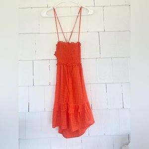 Orange mini dress with cross cross back